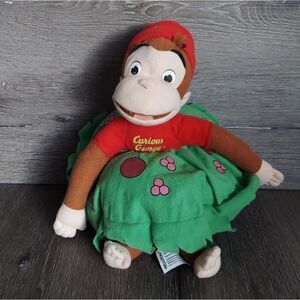 Kellytoy HOLIDAY CURIOUS GEORGE W/ WREATH 15" Plush STUFFED ANIMAL Toy